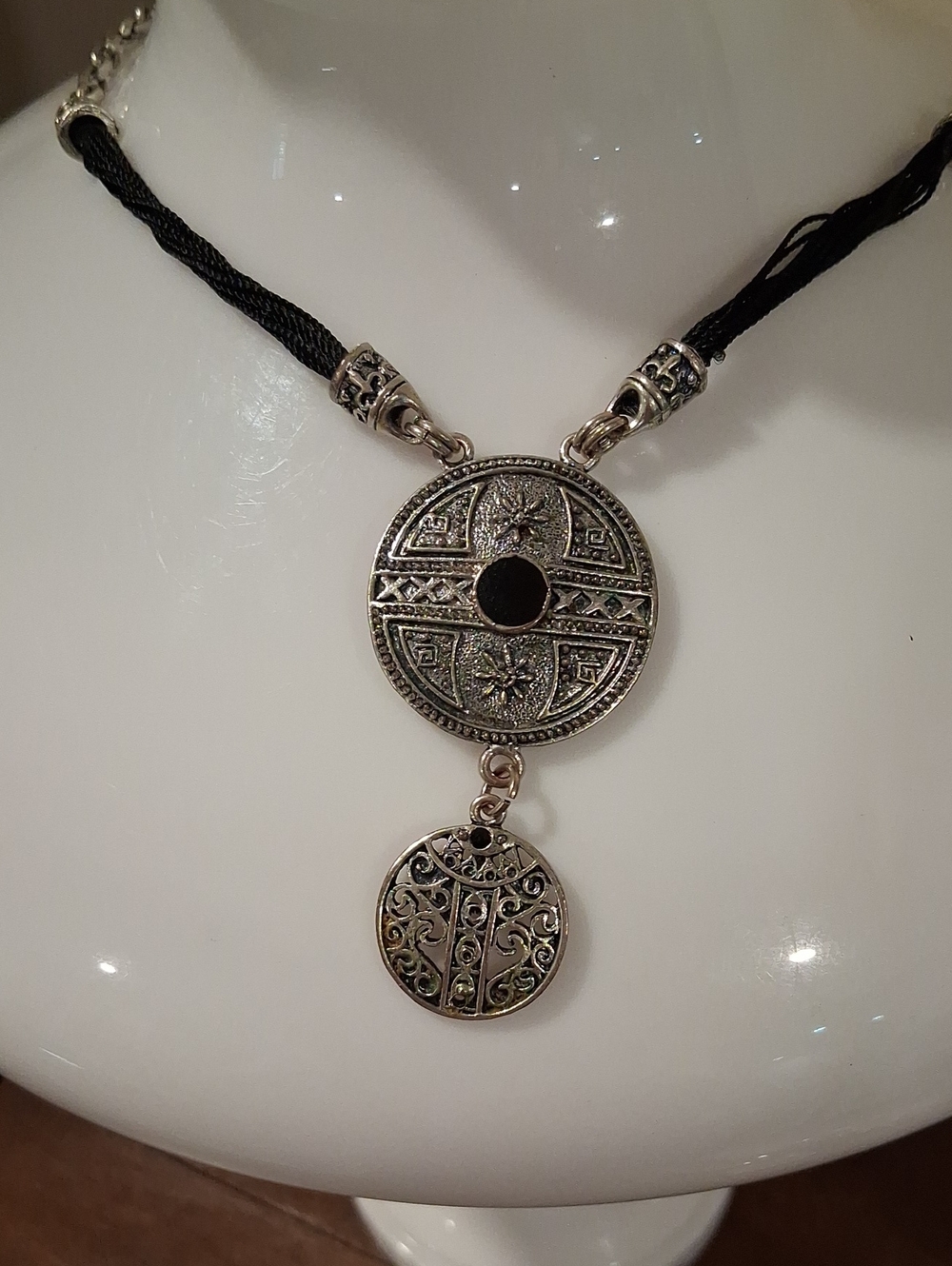 Silvertone Multi Strand Boho Necklace